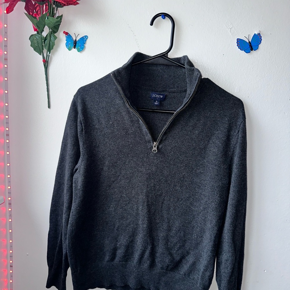 J. Crew Men's Charcoal Zip-Up Sweater